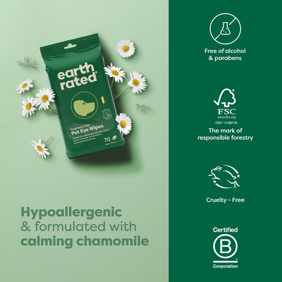 Earth Rated Dog Eye Cleansing Wipes 60ct