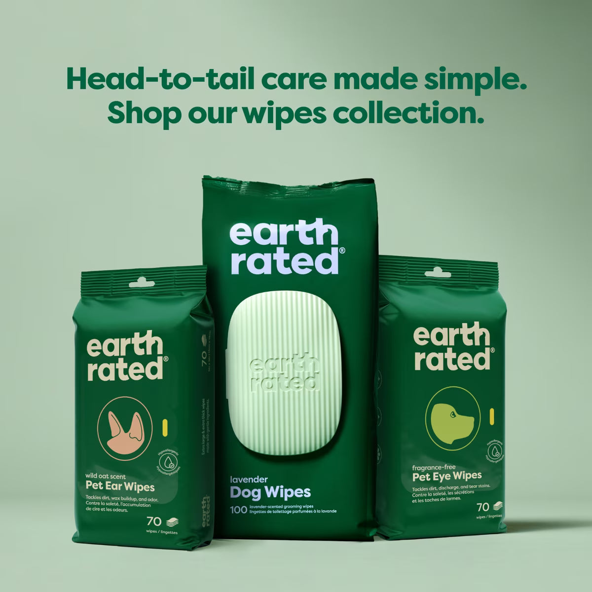 Earth Rated Dog Ear Cleansing Wipes 60ct