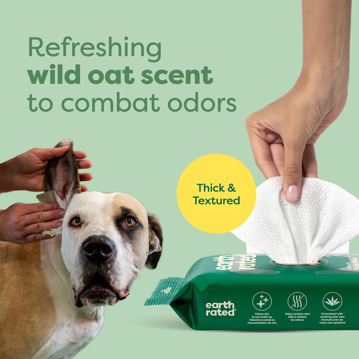 Earth Rated Dog Ear Cleansing Wipes 60ct