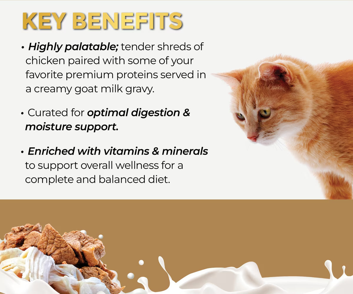 Fussie Cat Super Premium Chicken with Beef in Goat Milk Gravy Shredded Wet Cat Food, 2.47-oz can