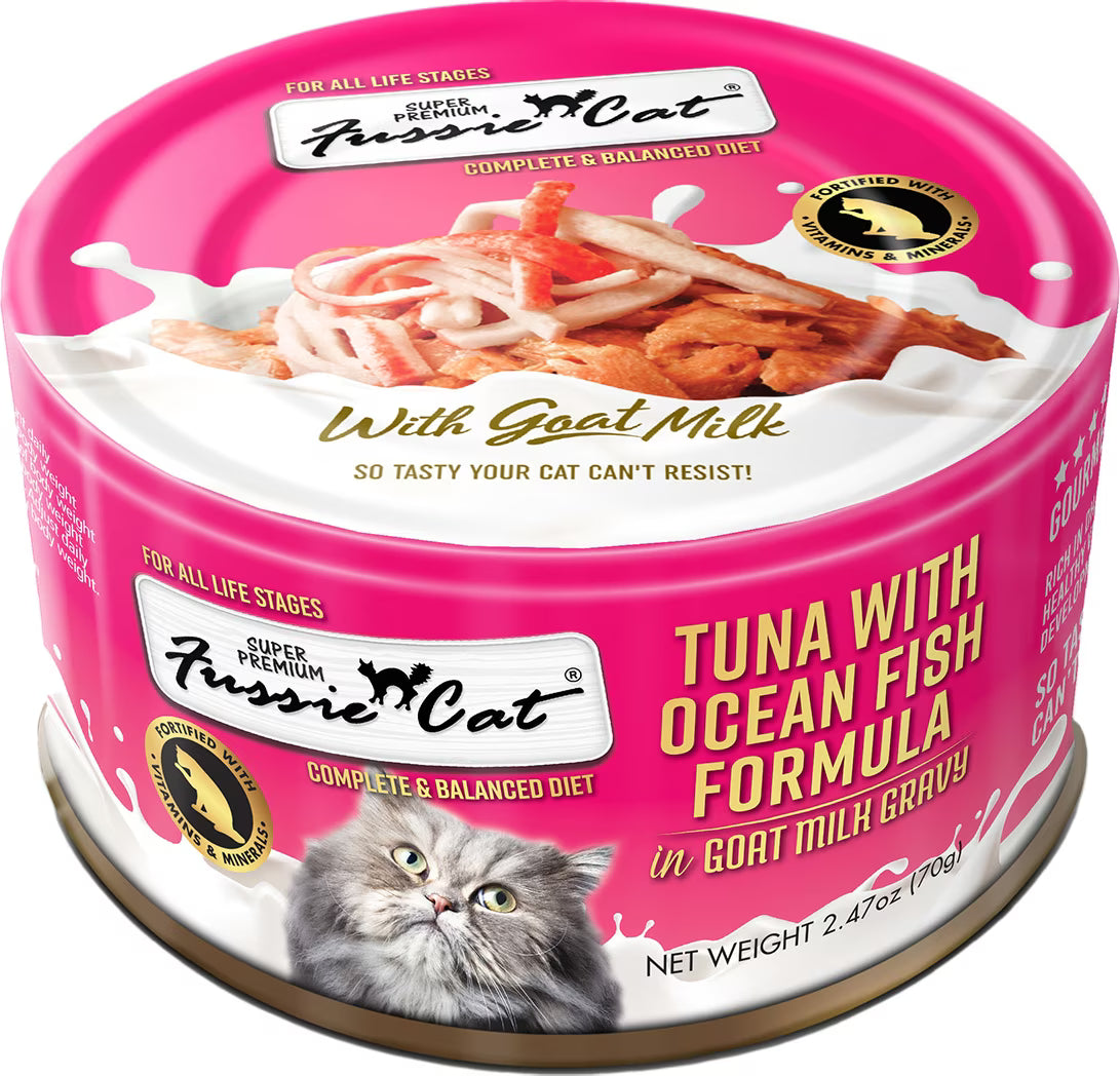 Fussie Cat Tuna with Oceanfish in Goats Milk Wet Cat Food, 2.47-oz can