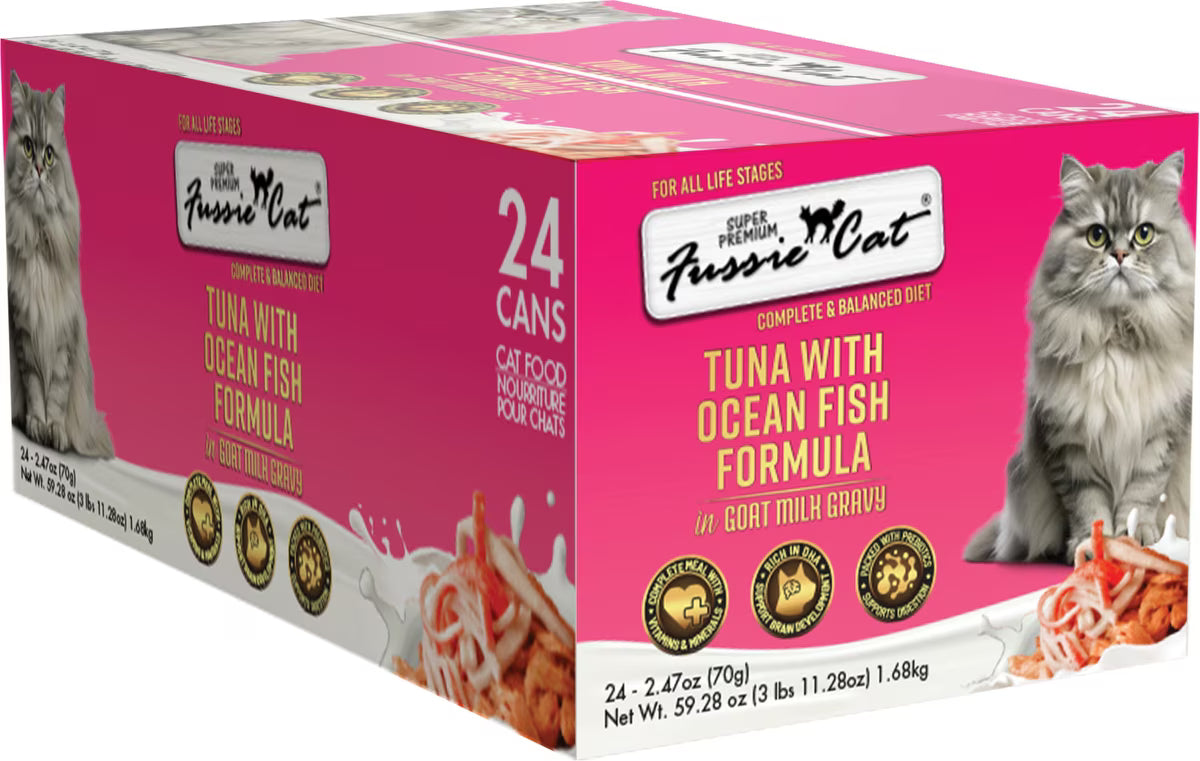 Fussie Cat Tuna with Oceanfish in Goats Milk Wet Cat Food, 2.47-oz can