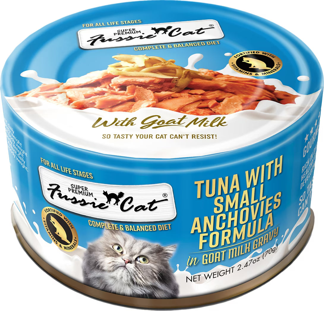 Fussie Cat Tuna with Small Anchovies in Goats Milk Wet Cat Food, 2.47-oz can