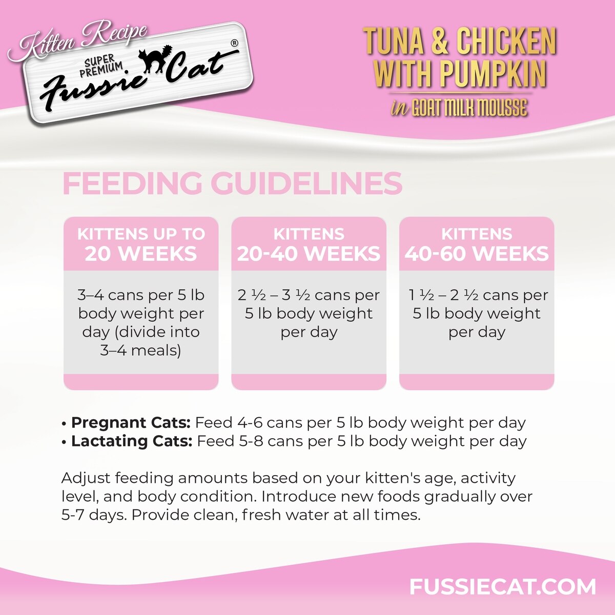 Fussie Cat Kitten Mousse Chicken & Tuna Flavored with Pumpkin in Goat Milk Wet Cat Food, 2.47-oz can