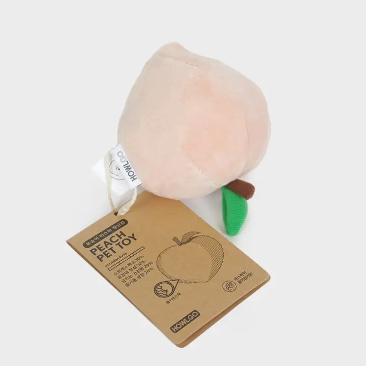 Crinkly Squeak Peach Dog Toy