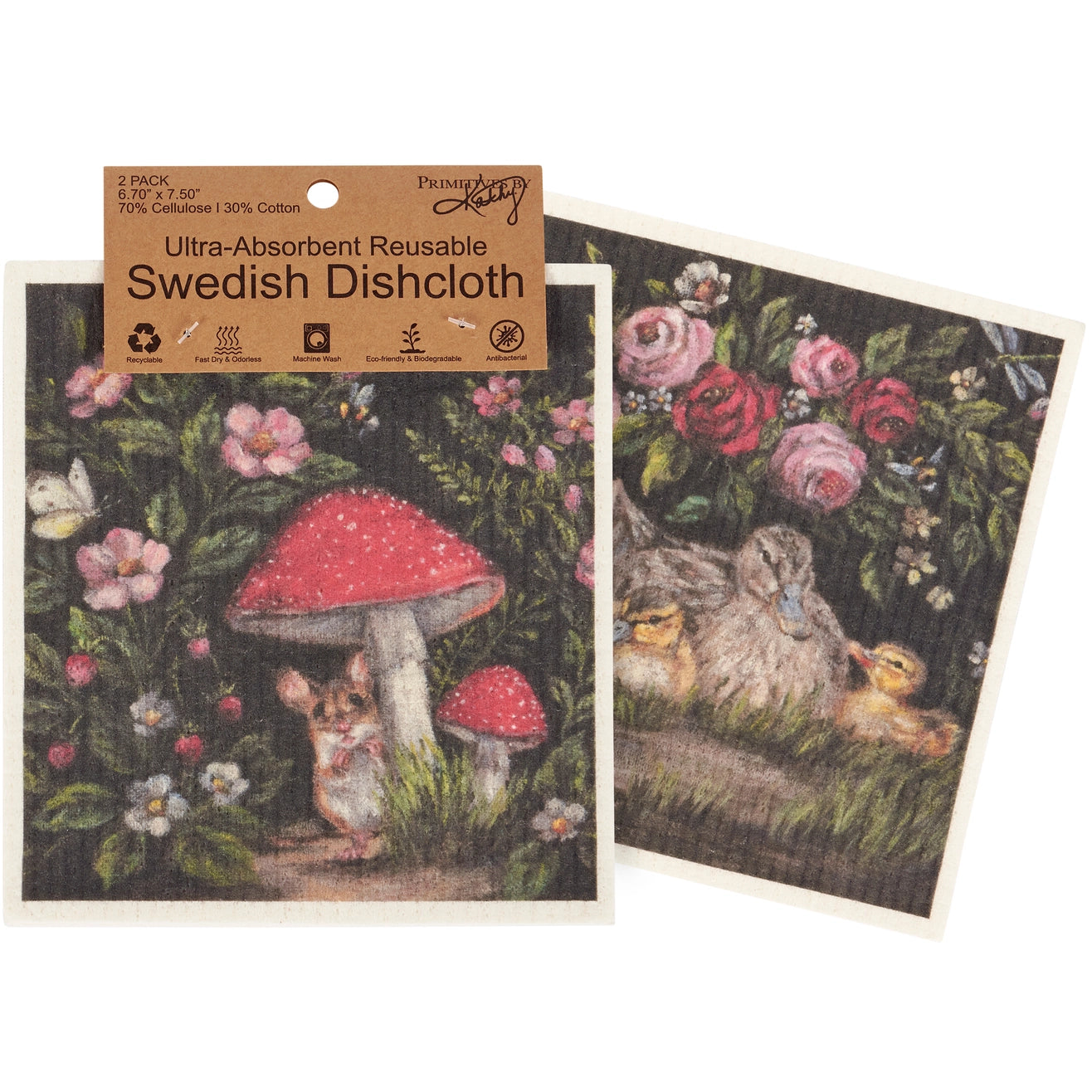 Woodland Friends Swedish Dishcloth Set of 2