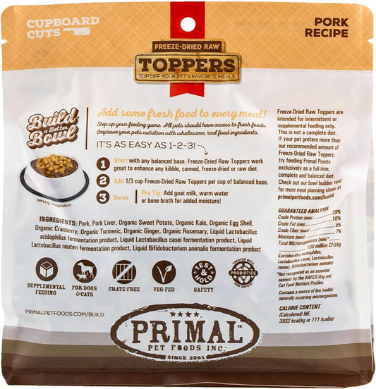 Primal Cupboard Cuts Pork Grain-Free Freeze-Dried Raw Dog Food Topper