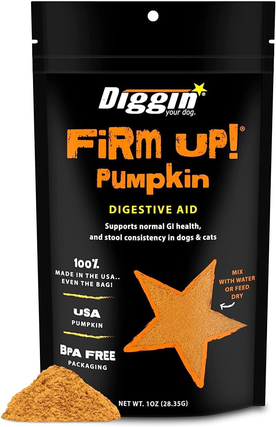 Diggin’ Your Dog, Firm Up Original Pumpkin Super Dog & Cat Supplement, 1oz