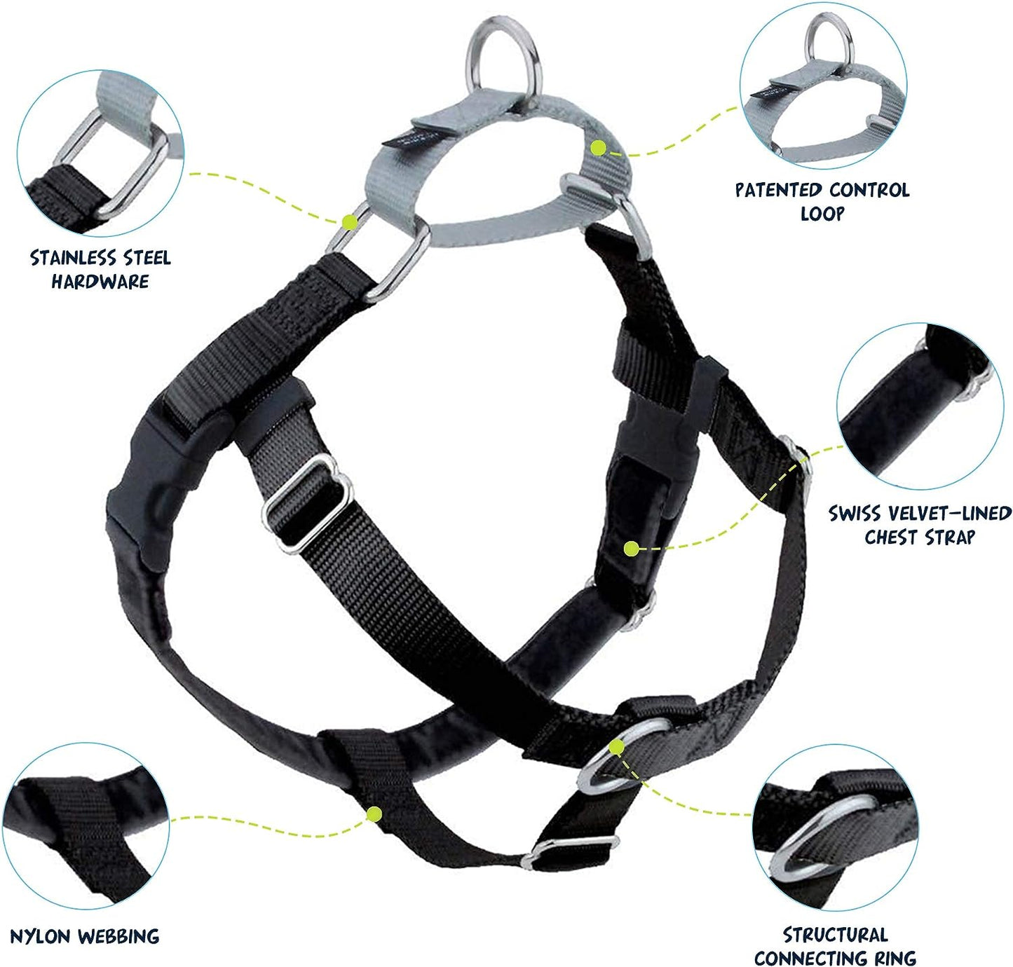 Black Freedom No-Pull Dog Harness