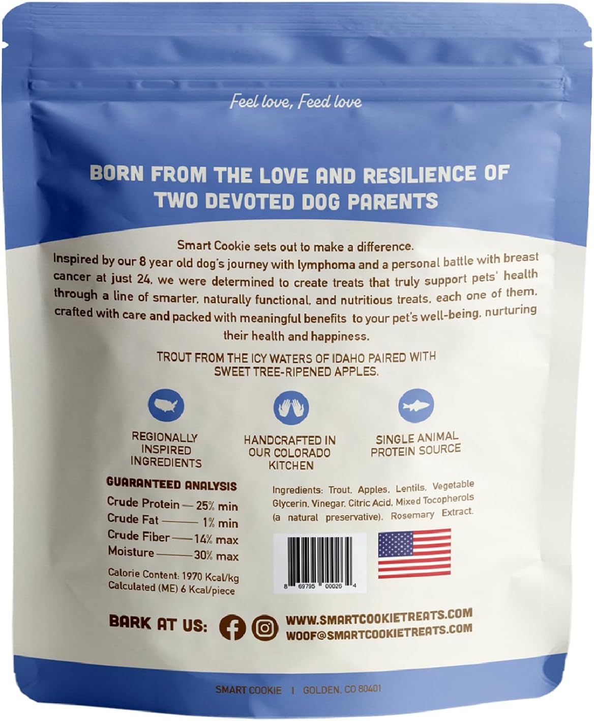 Smart Cookie Barkery Trout & Apple Grain-Free Dog Treats, 5-oz bag