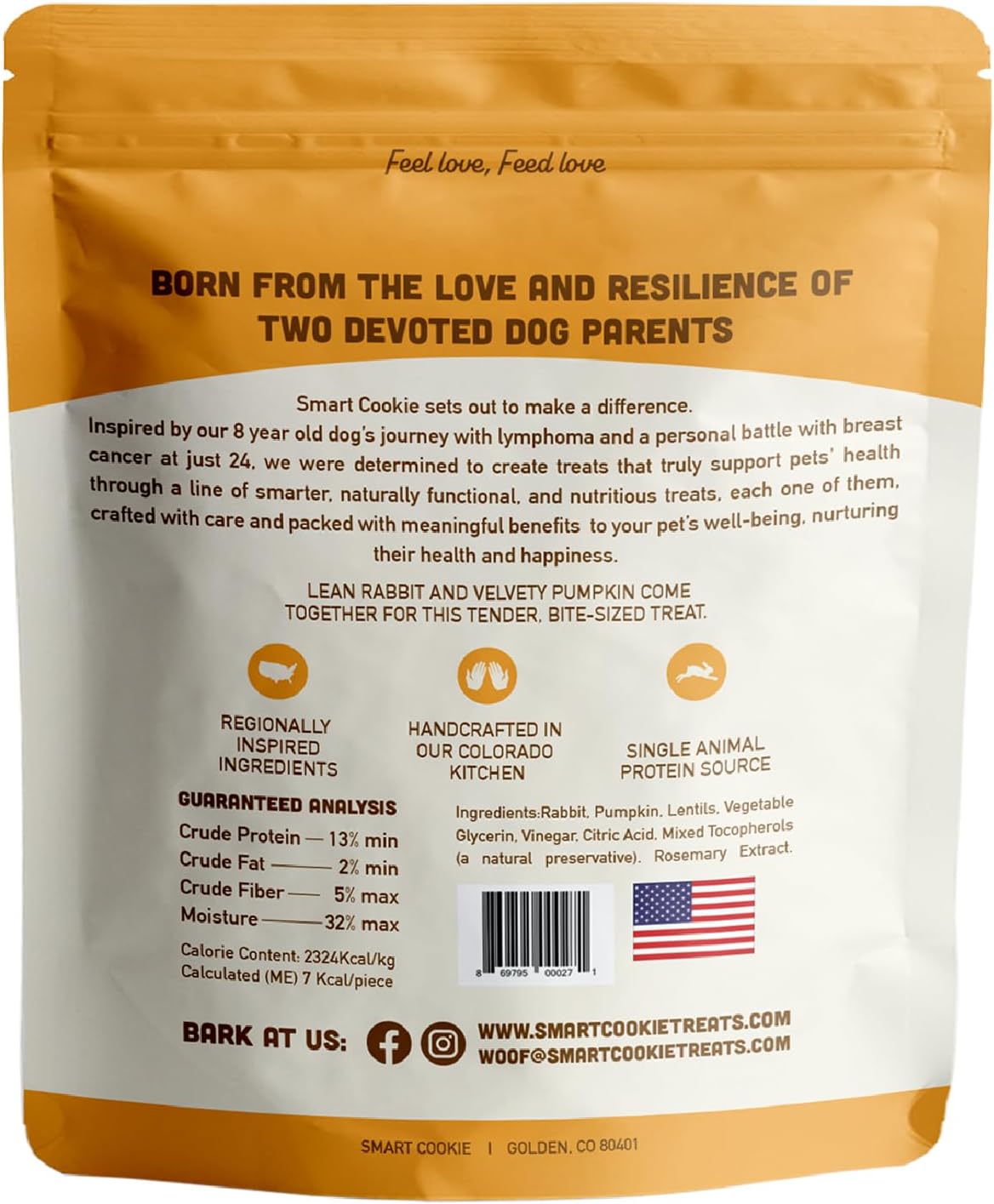 Smart Cookie Barkery Rabbit & Pumpkin Grain-Free Dog Treats, 5-oz bag