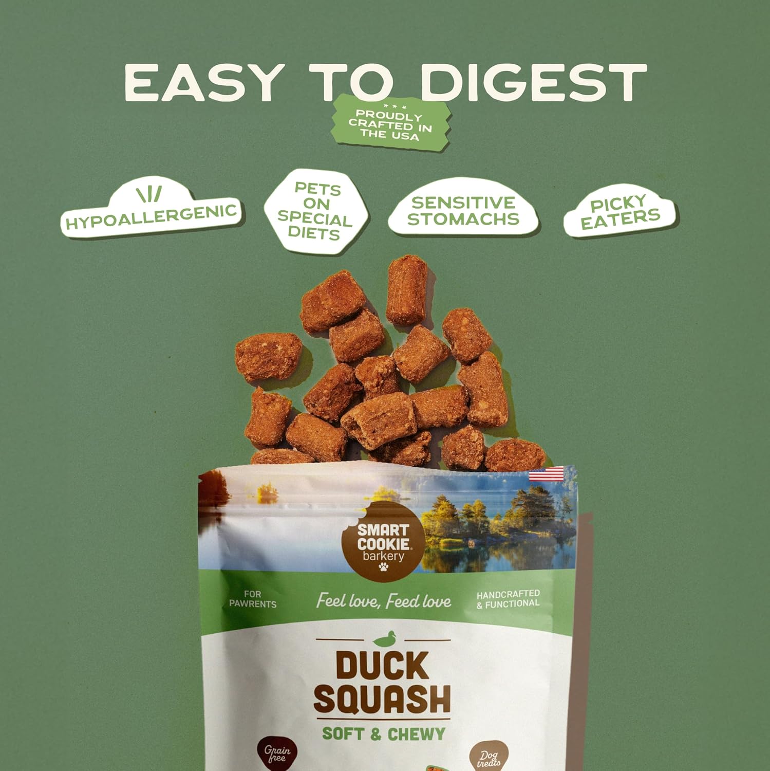 Smart Cookie Barkery Duck & Squash Grain-Free Dog Treats, 5-oz bag