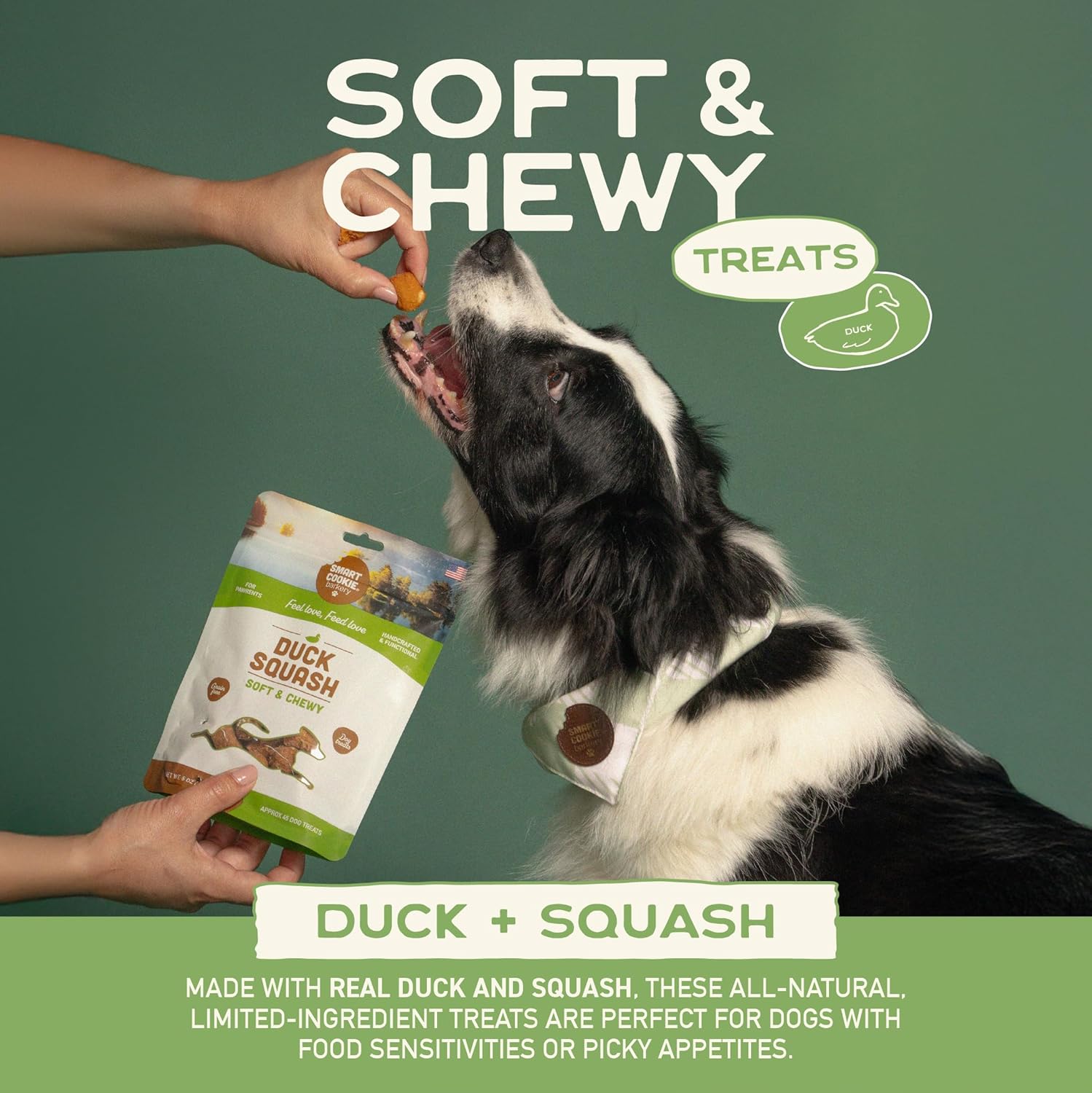 Smart Cookie Barkery Duck & Squash Grain-Free Dog Treats, 5-oz bag