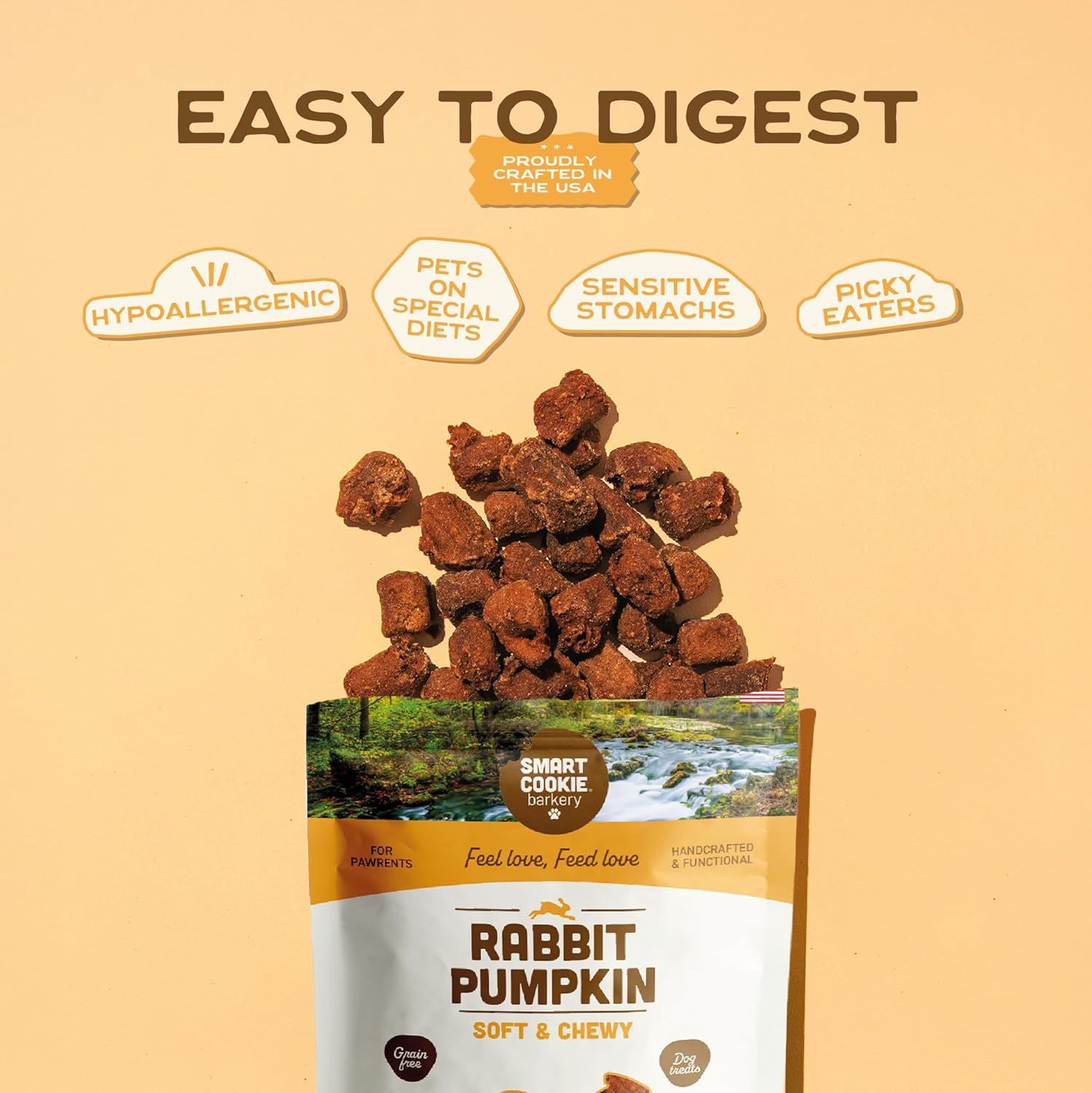 Smart Cookie Barkery Rabbit & Pumpkin Grain-Free Dog Treats, 5-oz bag
