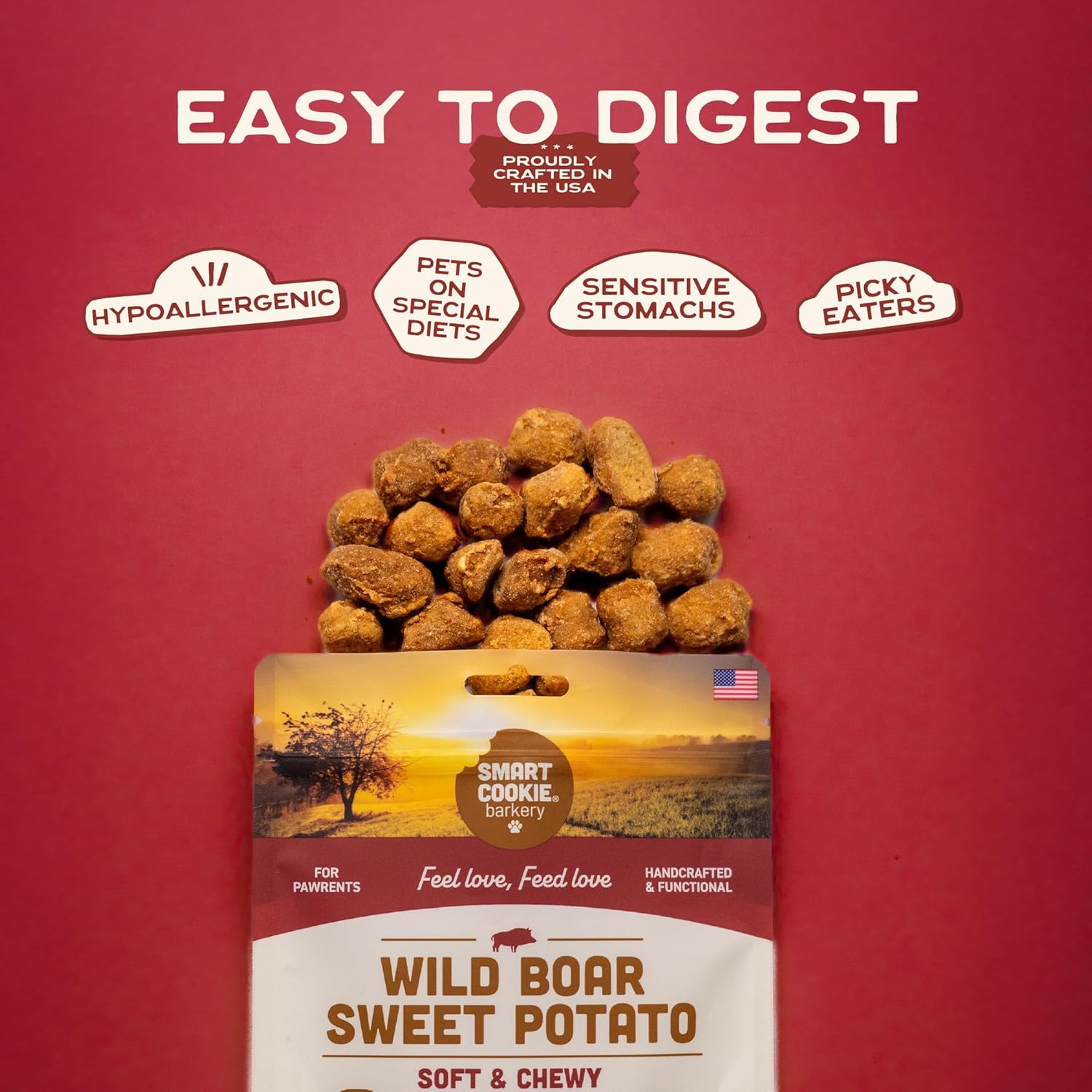 Smart Cookie Barkery Wild Boar & Sweet Potato Grain-Free Dog Treats, 5-oz bag
