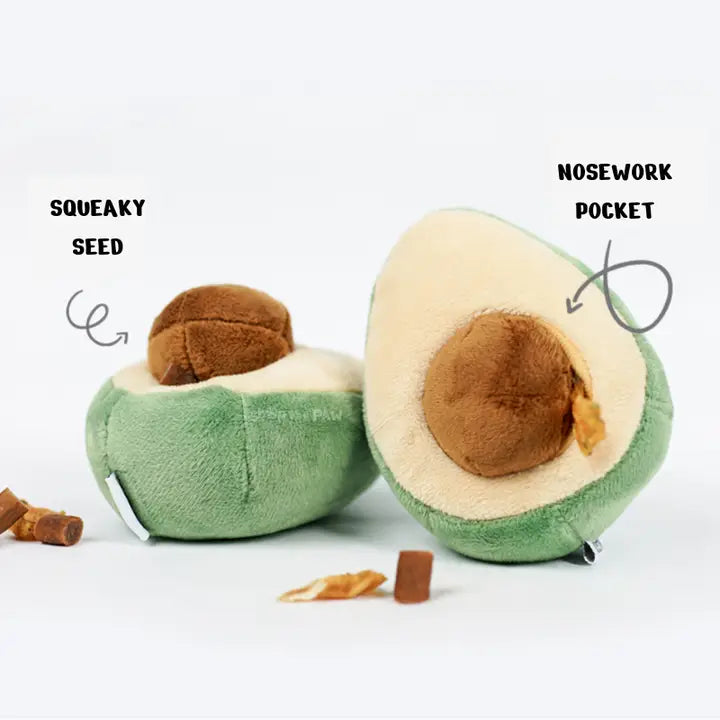 Crinkly Squeak Half Avocado Dog Toy