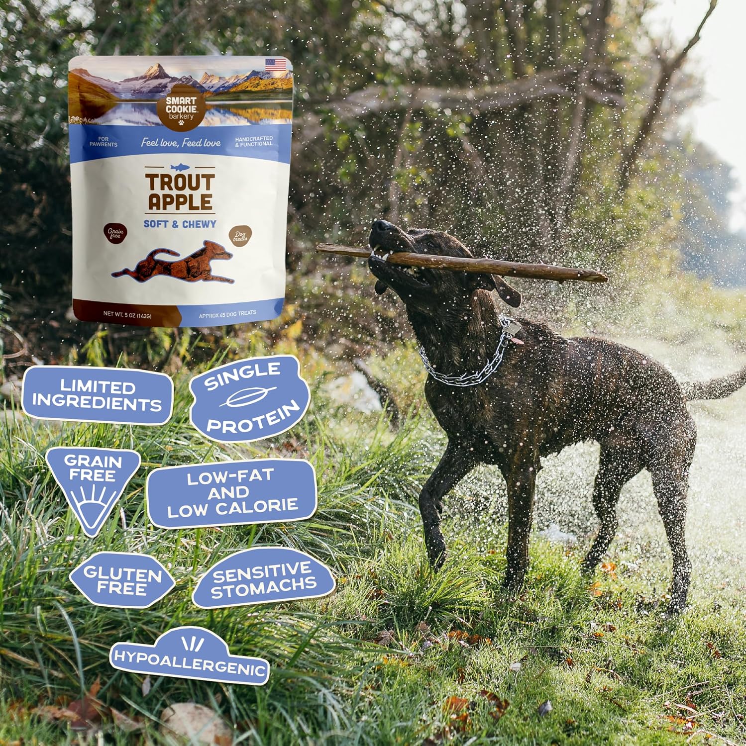 Smart Cookie Barkery Trout & Apple Grain-Free Dog Treats, 5-oz bag