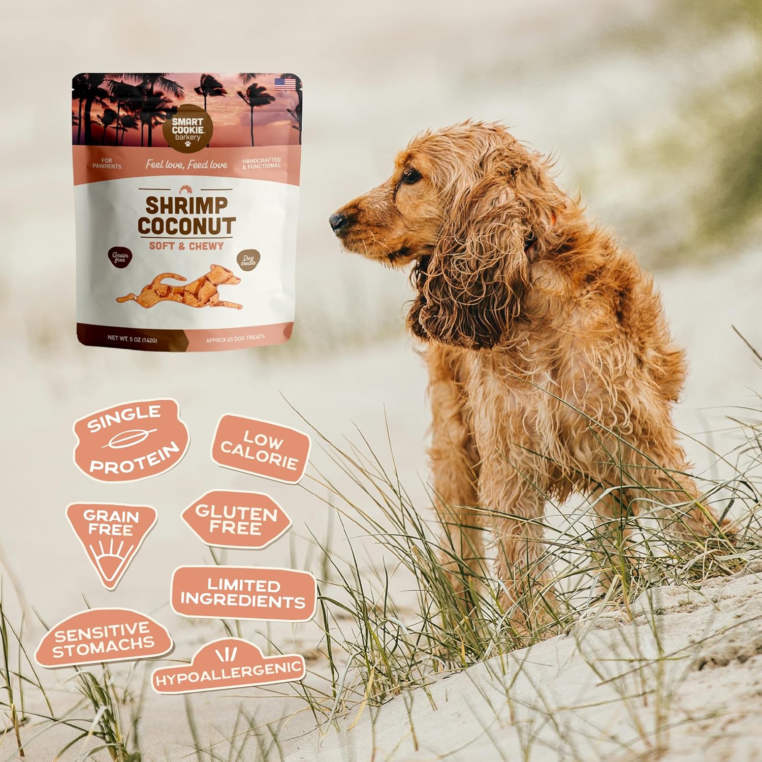 Smart Cookie Barkery Shrimp & Coconut Grain-Free Dog Treats, 5-oz bag