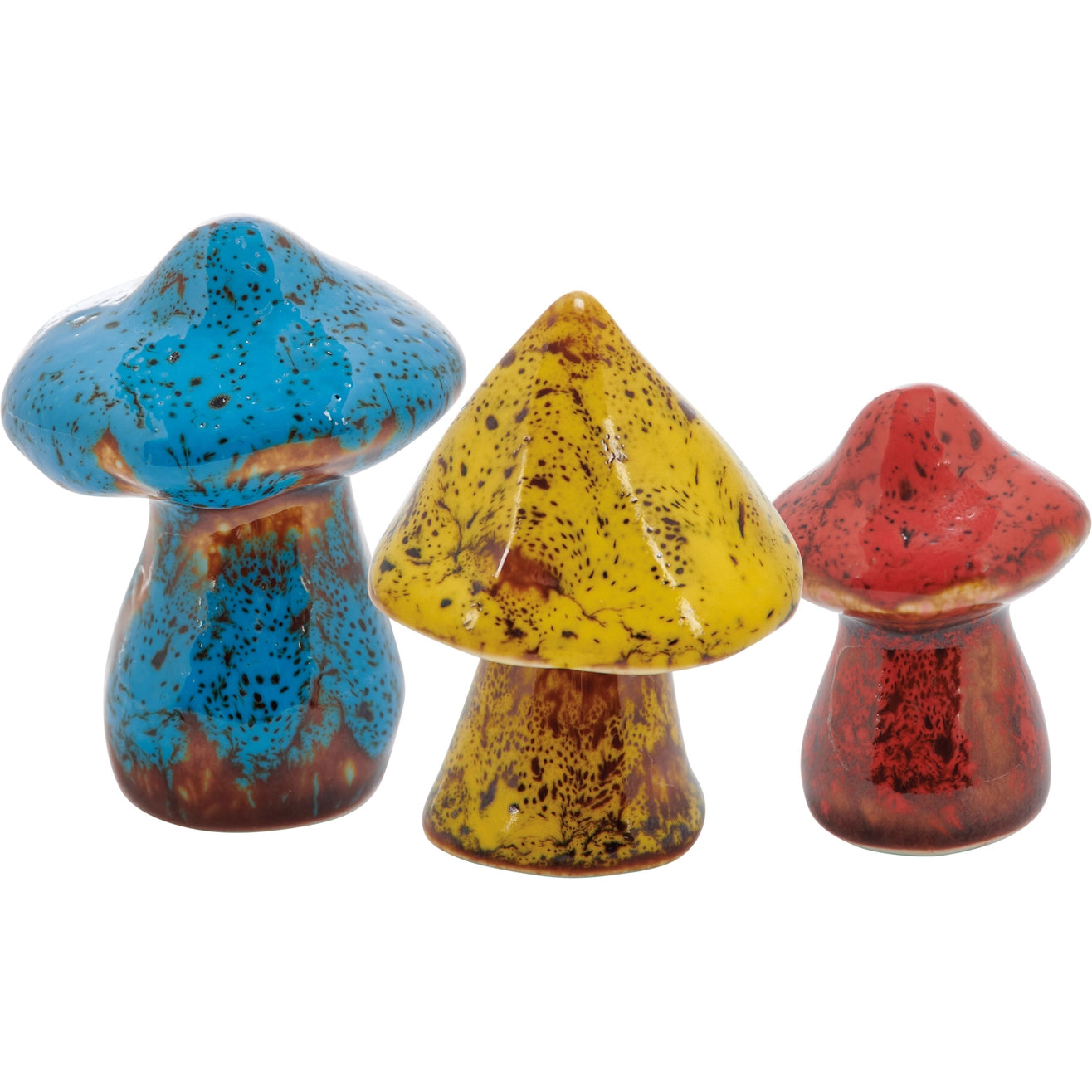 Glazed Wild Mushrooms Figurine Set of 3