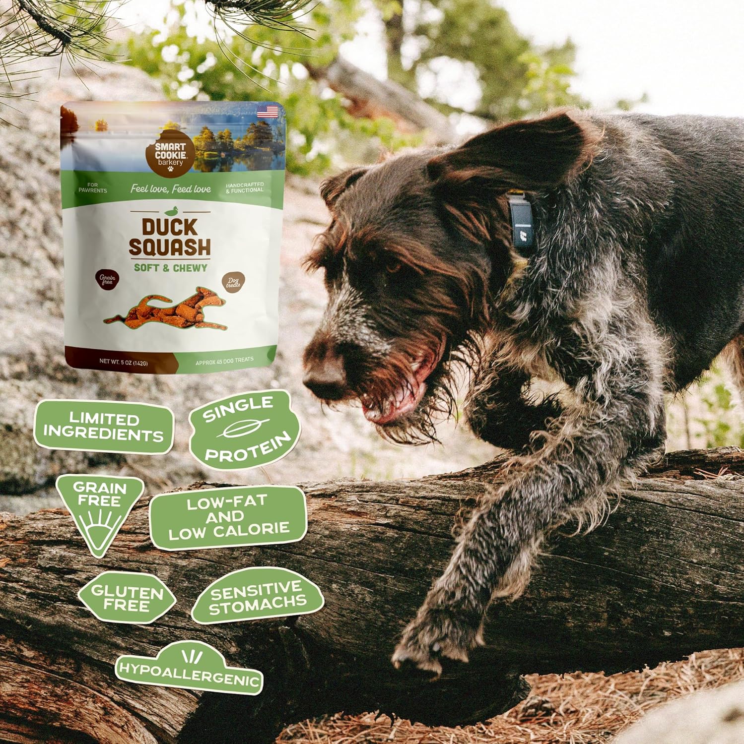 Smart Cookie Barkery Duck & Squash Grain-Free Dog Treats, 5-oz bag