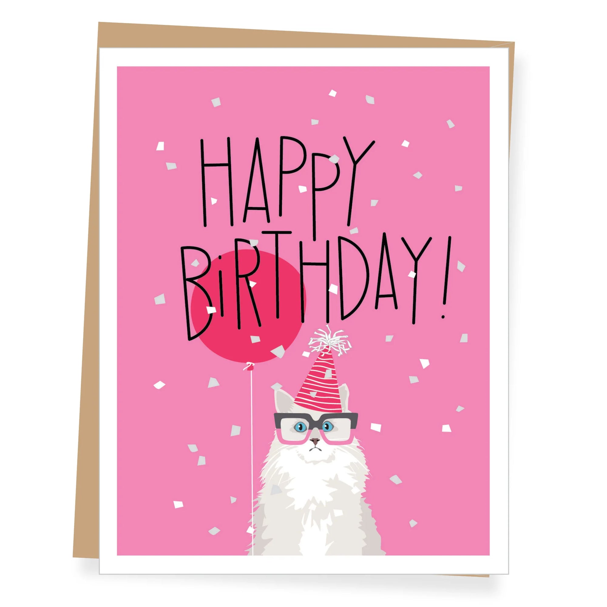 Pink Cat Birthday Card