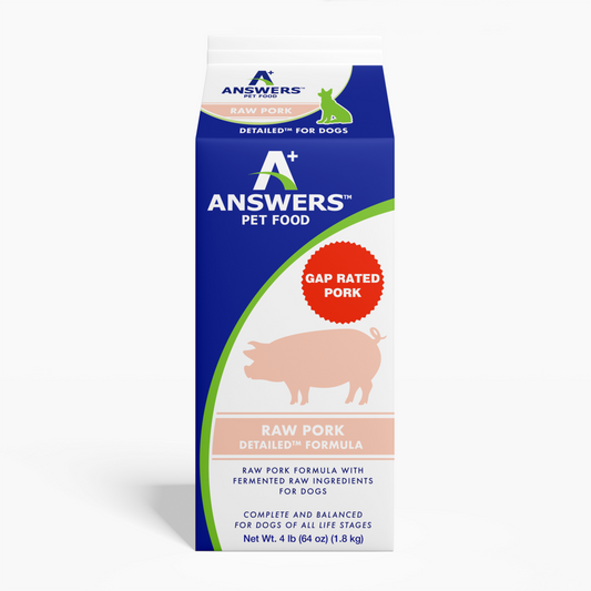 Answers+ Detailed Formula Raw Pork Frozen Dog Food