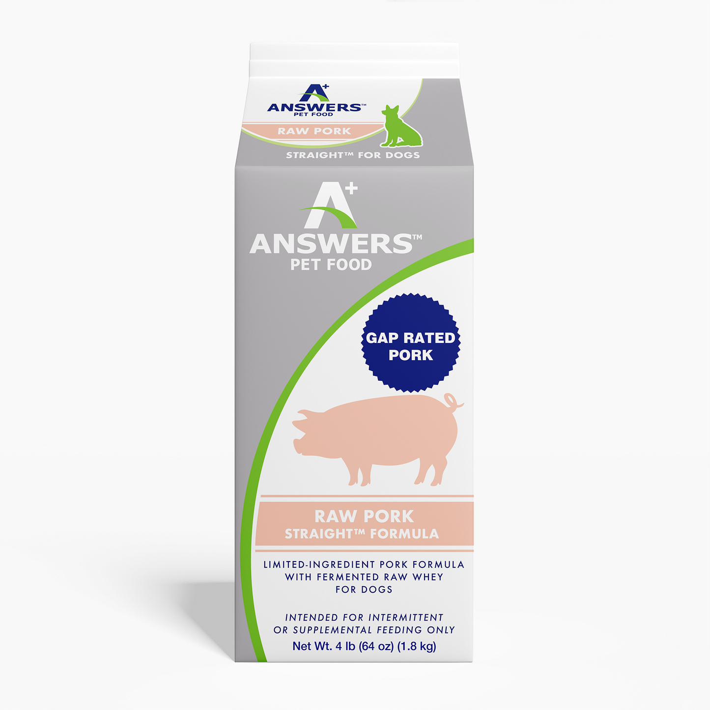 Answers+ Straight Formula Raw Pork Frozen Dog Food