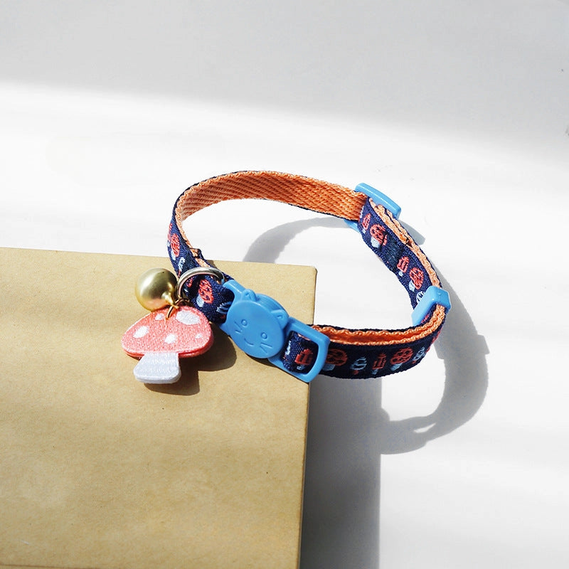 Adjustable Cat Break-Away Collar - Mushroom Design