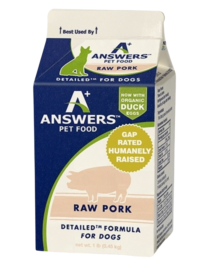 Answers+ Detailed Formula Raw Pork Frozen Dog Food