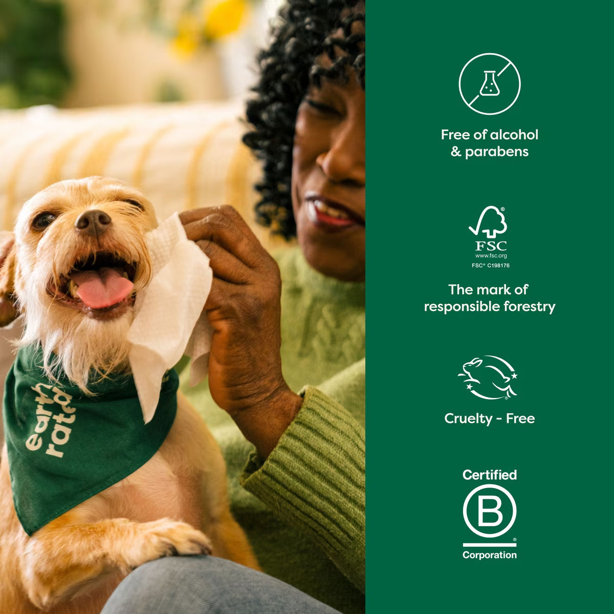 Earth Rated Dog Ear Cleansing Wipes 60ct