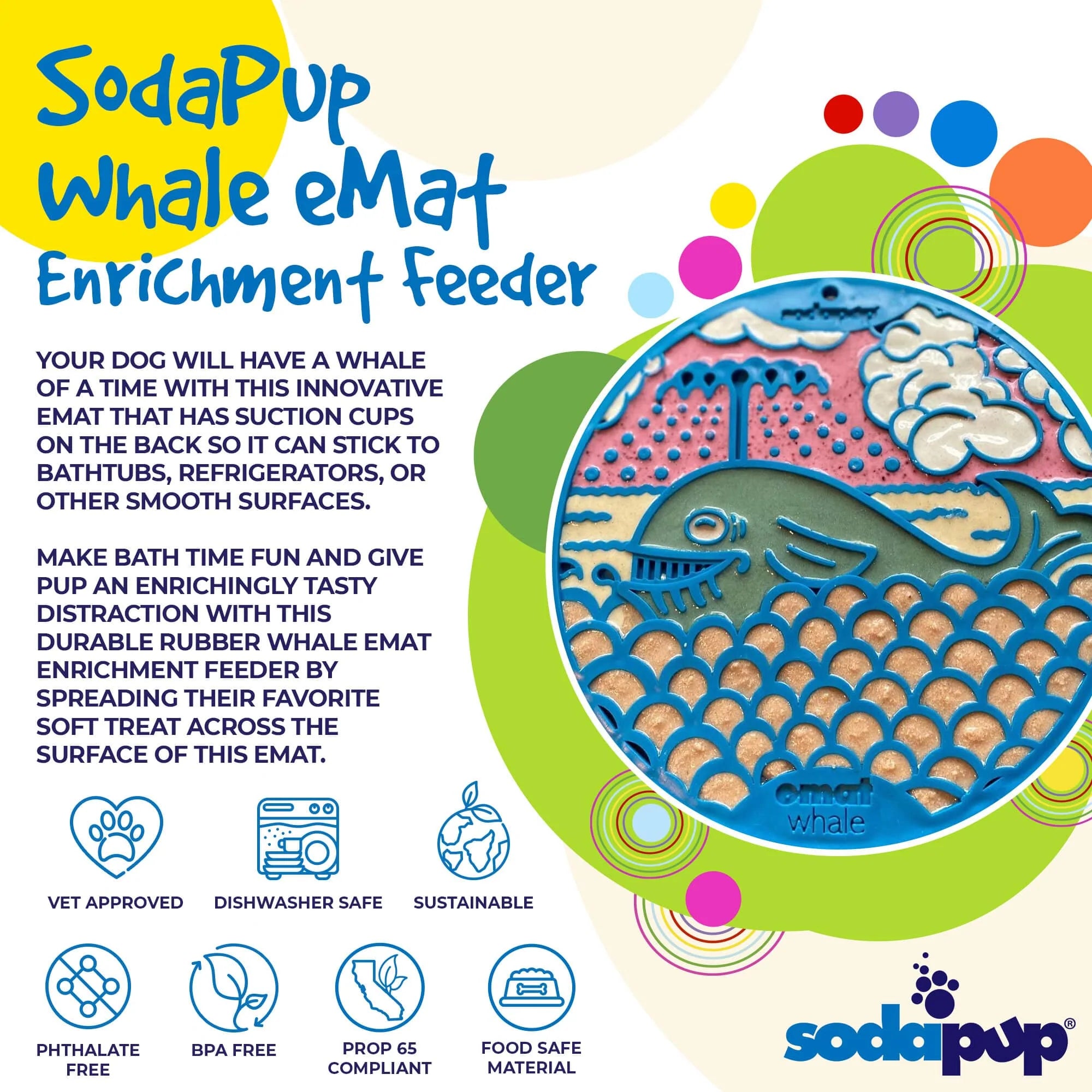 SodaPup Whale Design Enrichment Lick Mat With Suction Cups