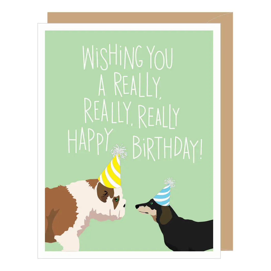 Two Dogs Really Really Happy Birthday Card