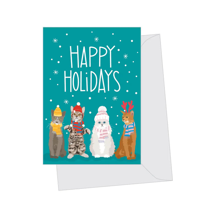 Mini gatos navideños, tarjeta con caja plegada