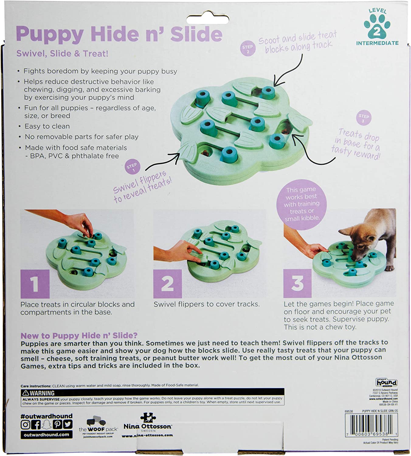 Nina Ottosson Dog Smart Fidget Interactive Hide Seek & Treat Puzzle Dog Toy