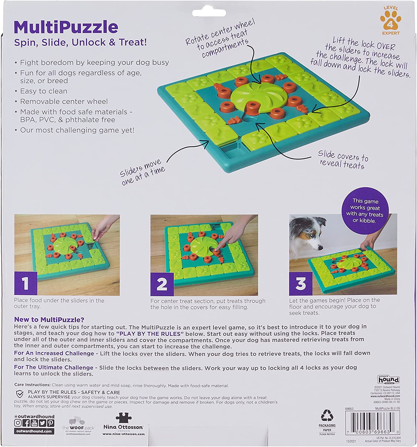 Level 4 (Expert), Multipuzzle) - Nina Ottosson by Outward Hound -  Interactive Puzzle Game Dog Toys 