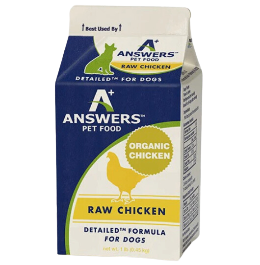 Answers+ Detailed Formula Raw Chicken Frozen Dog Food